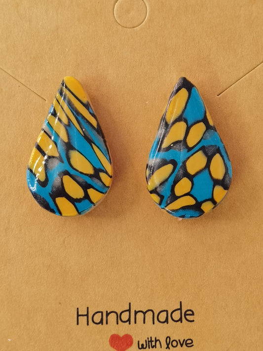 CCC Polymer Earrings Blue / Orange