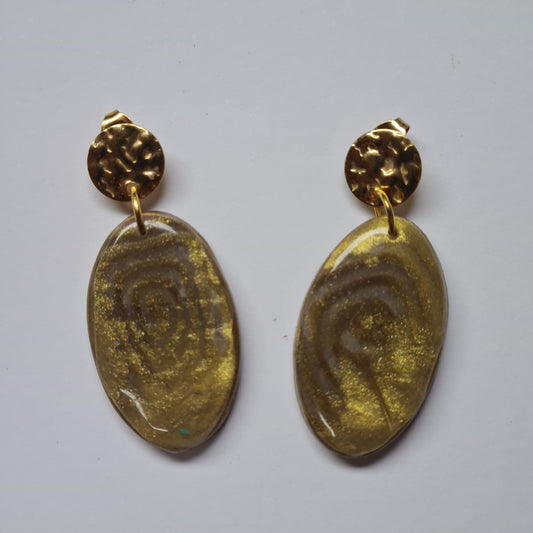 CCC Polymer Earrings Gold Oval