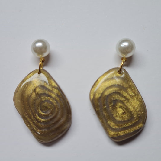 CCC Polymer Earrings Gold Tablet