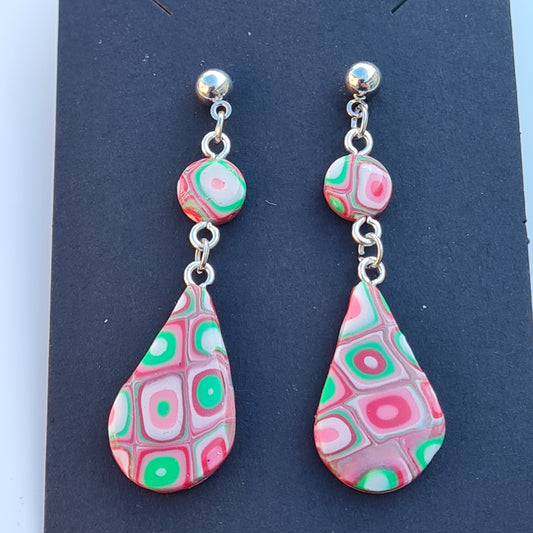 CCC Polymer Earrings Pink / Green Candy