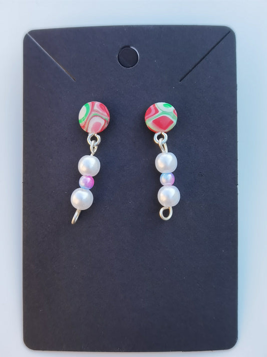 CCC Polymer Earrings Pink / Green Candy