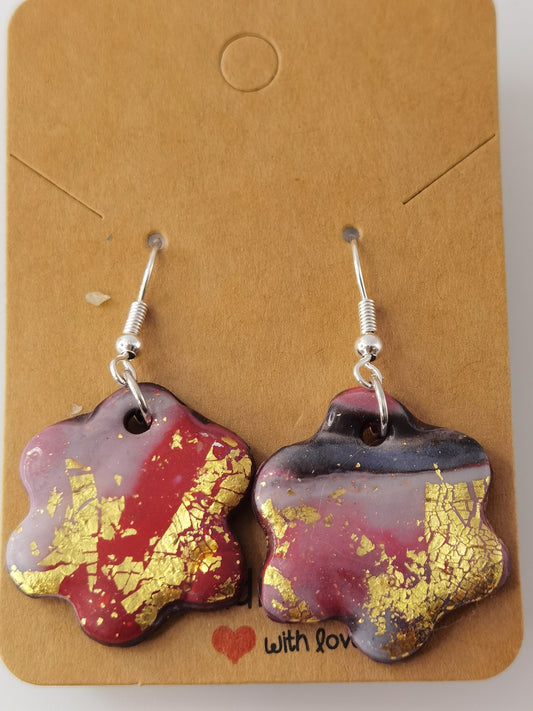 CCC Polymer Earrings Red / Gold / White