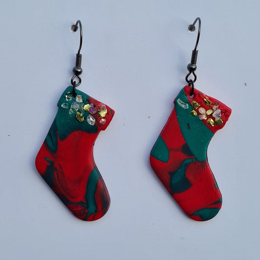 CCC Polymer Earrings Christmas Stockings
