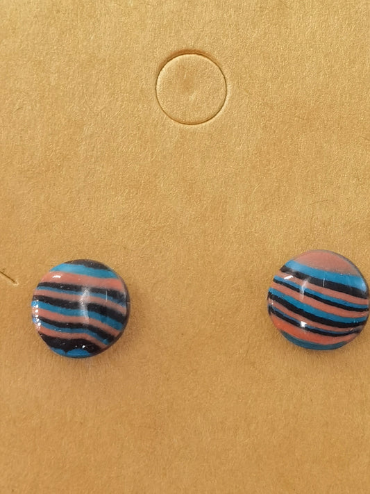 CCC Polymer Earrings Zebra in Orange & Blue