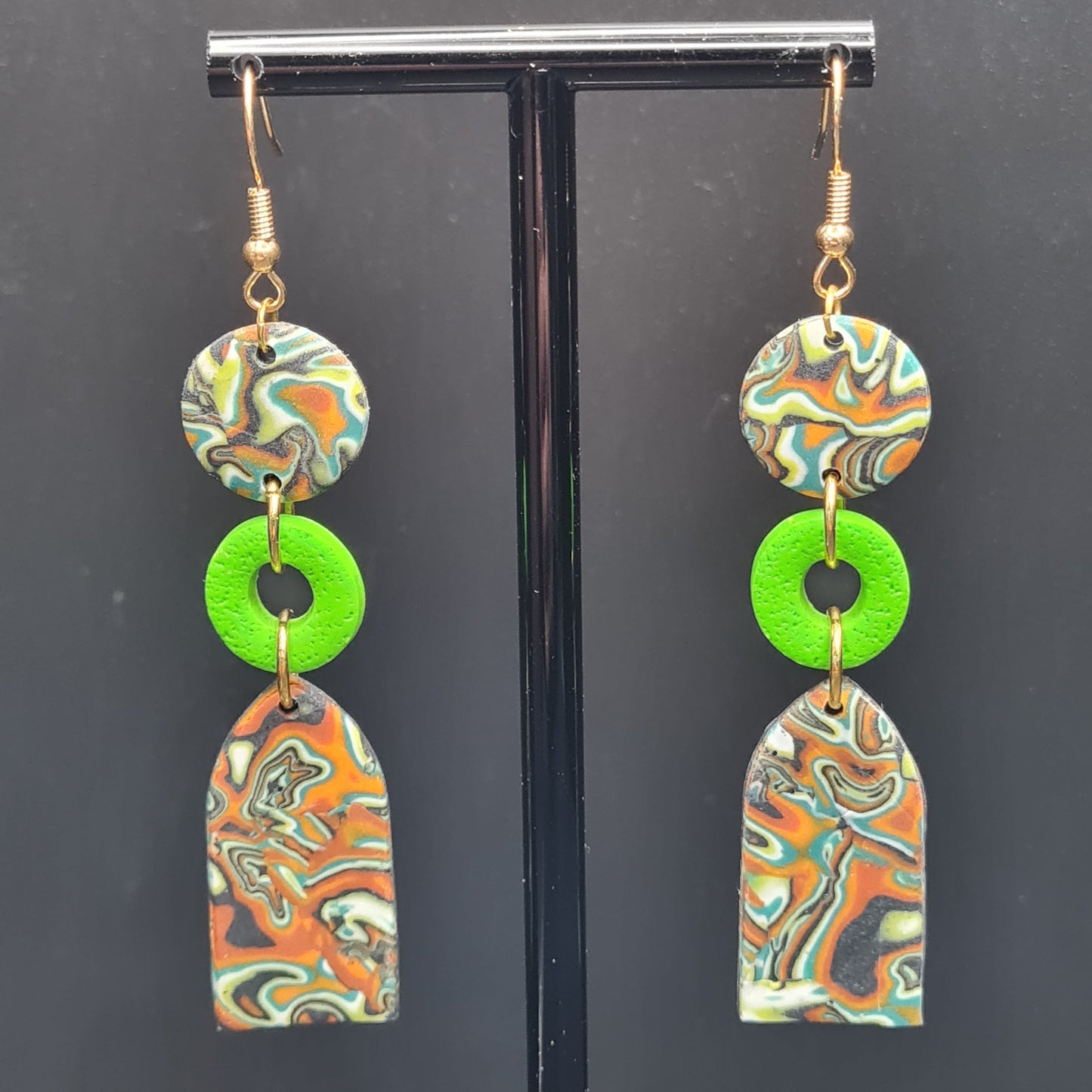 CCC Polymer Earrings Agate Orange