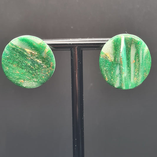 CCC Polymer Earrings Green / White Swirl