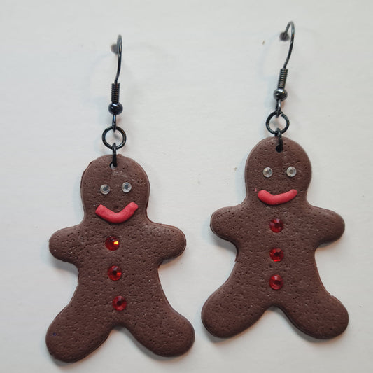 CCC Polymer Earrings Christmas Gingerbread figure